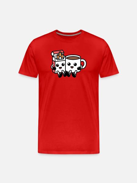 Coffee and Cigarettes - Funny Balkan Breakfast - Men's Premium Organic T-Shirt - red
