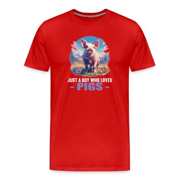Cochon Cochon - T-shirt bio Premium Homme - rouge - Devant - Damien (186cm)