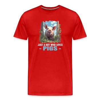 Cochon Cochon - T-shirt bio Premium Homme - rouge - Devant - Damien (186cm)