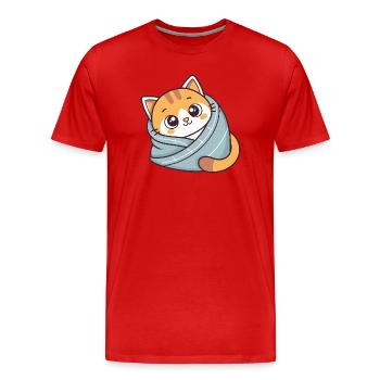 Chaton doux echarpe bleue - T-shirt bio Premium Homme - rouge - Devant - Damien (186cm)
