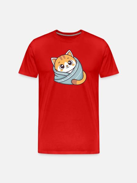 Sweet Kitten Blue Scarf - Men's Premium Organic T-Shirt - red