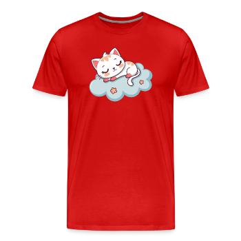 Chaton Dormant sur Nuage Doux - T-shirt bio Premium Homme - rouge - Devant - Damien (186cm)