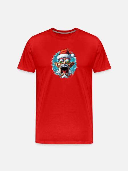 Crazy Santa with Glass Eyes - Men's Premium Organic T-Shirt - red
