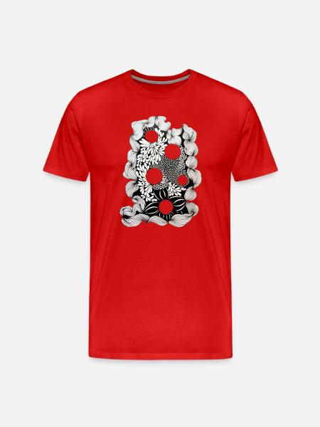 Black Flower Ring Pattern - Men's Premium Organic T-Shirt - red