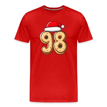 98 Number Biscuit Christmas - Men's Premium Organic T-Shirt - red - Front - Damien (186cm)