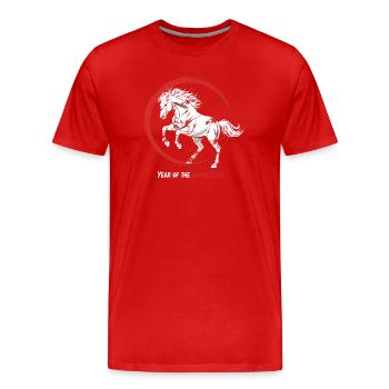 Jahr des Pferdes 2026 Chinesisches Neujahr - Männer Premium Bio T-Shirt - Rot - Vorne - Damien (186cm)