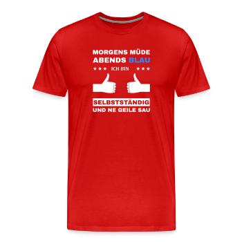 Fatigué le matin, bleu le soir, indépendant - T-shirt bio Premium Homme - rouge - Devant - Damien (186cm)