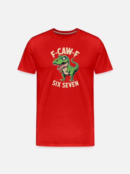 Kräischen Dino Sechs Sieben - Männer Premium Bio T-Shirt - Rot
