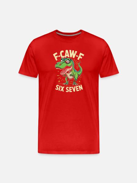 F-Caw-F Six Seven Dino - Men's Premium Organic T-Shirt - red