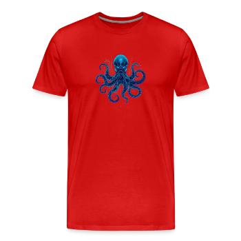 Cyberneon-Oktopus-Schaltkreise - Männer Premium Bio T-Shirt - Rot - Vorne - Damien (186cm)