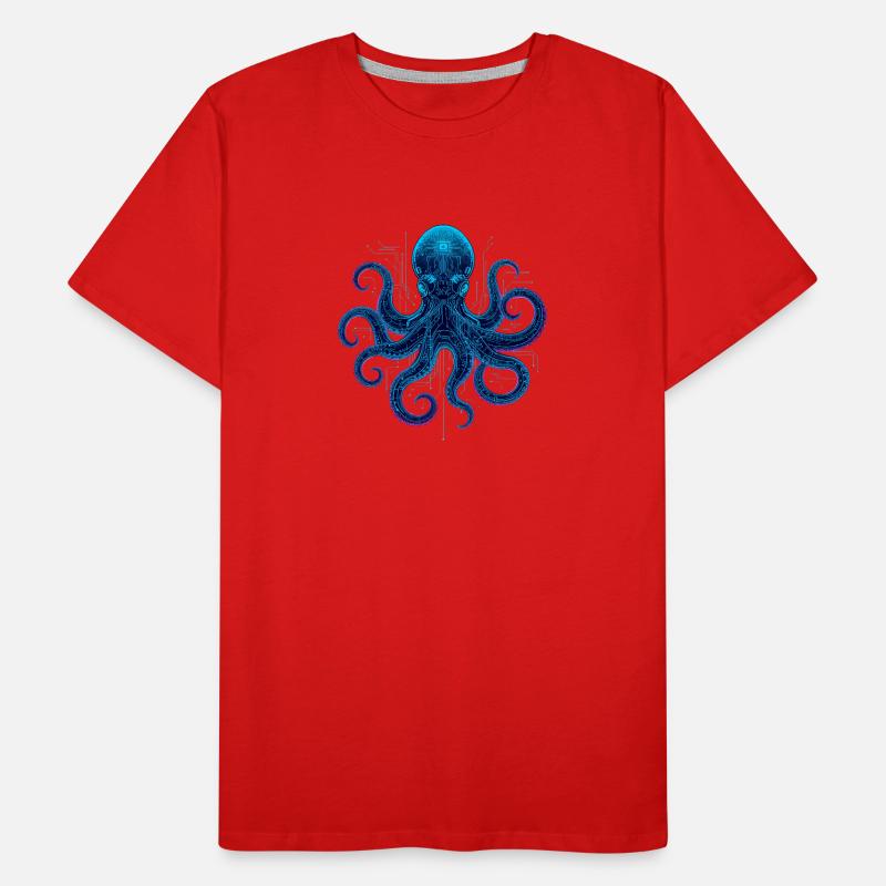 Pieuvre cyberneon circuits T-shirt bio Premium Homme