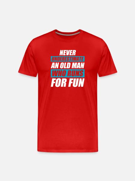 Old man funny running jogging runner - Men's Premium Organic T-Shirt - red