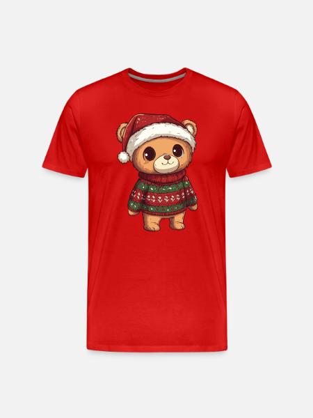Bear Christmas Xmas - Men's Premium Organic T-Shirt - red