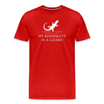 Mein Mitbewohner ist eine Echse - Männer Premium Bio T-Shirt - Rot - Vorne - Damien (186cm)