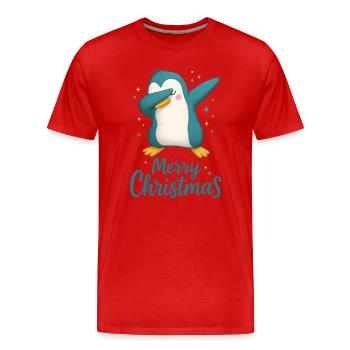 Dabbing Penguin Merry Christmas Design - Men's Premium Organic T-Shirt - red - Front - Damien (186cm)