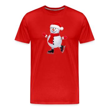 Bonhomme de neige - T-shirt bio Premium Homme - rouge - Devant - Damien (186cm)