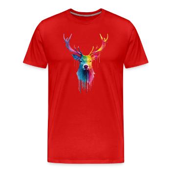 Deer Deer Antlers - Men's Premium Organic T-Shirt - red - Front - Damien (186cm)