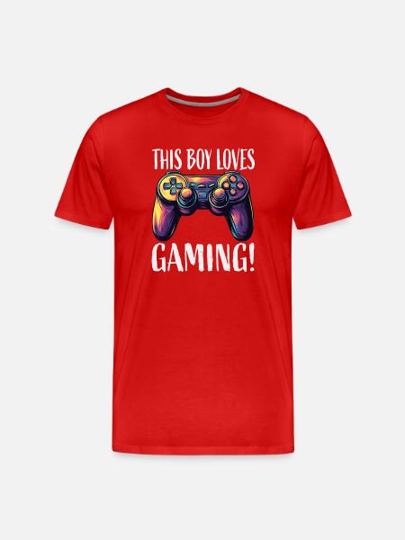 Dieser Junge liebt Gaming Controller - Männer Premium Bio T-Shirt - Rot