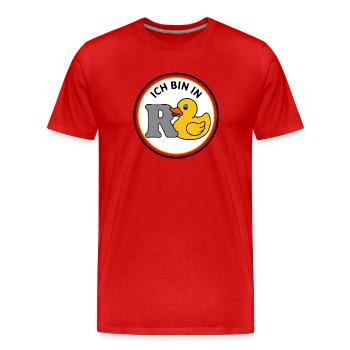 R Ente , Rente , Rentner , Rentnerin - Männer Premium Bio T-Shirt - Rot - Vorne - Damien (186cm)