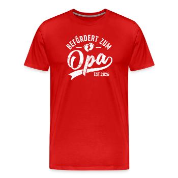 Befördert Zum Opa est. 2026 Stolzer Opa 2026 - Männer Premium Bio T-Shirt - Rot - Vorne - Damien (186cm)