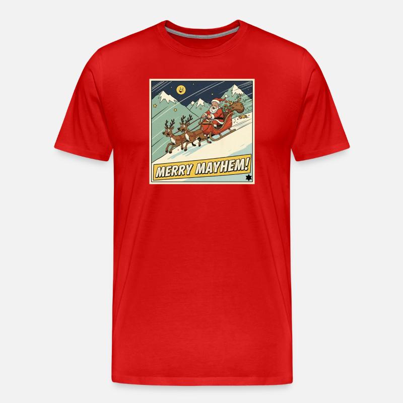 Tshirt Weihnachts Schlittenmayhem - Männer Premium Bio T-Shirt - Rot
