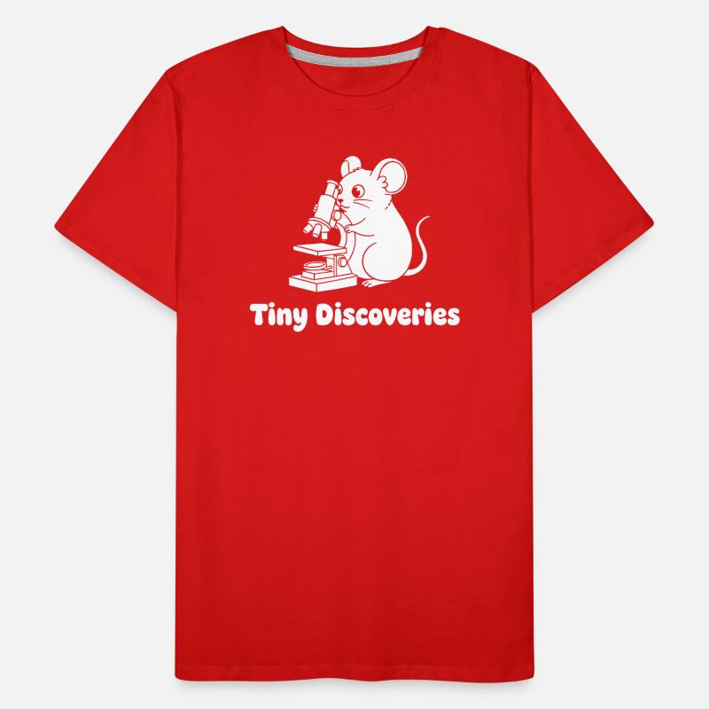 Petites découvertes : Souris devant le microscope T-shirt bio Premium Homme