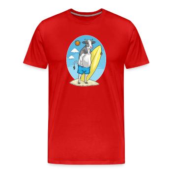 Kuh Strand Surfbrett Sommer - Männer Premium Bio T-Shirt - Rot - Vorne - Damien (186cm)
