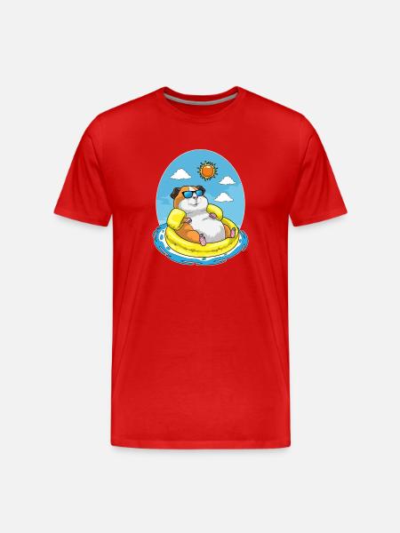 Natation de hamsters dans l’anneau d’été - T-shirt bio Premium Homme - rouge