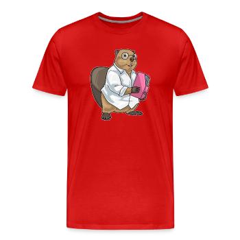 Beaver Secretary Folder Office - Men's Premium Organic T-Shirt - red - Front - Damien (186cm)