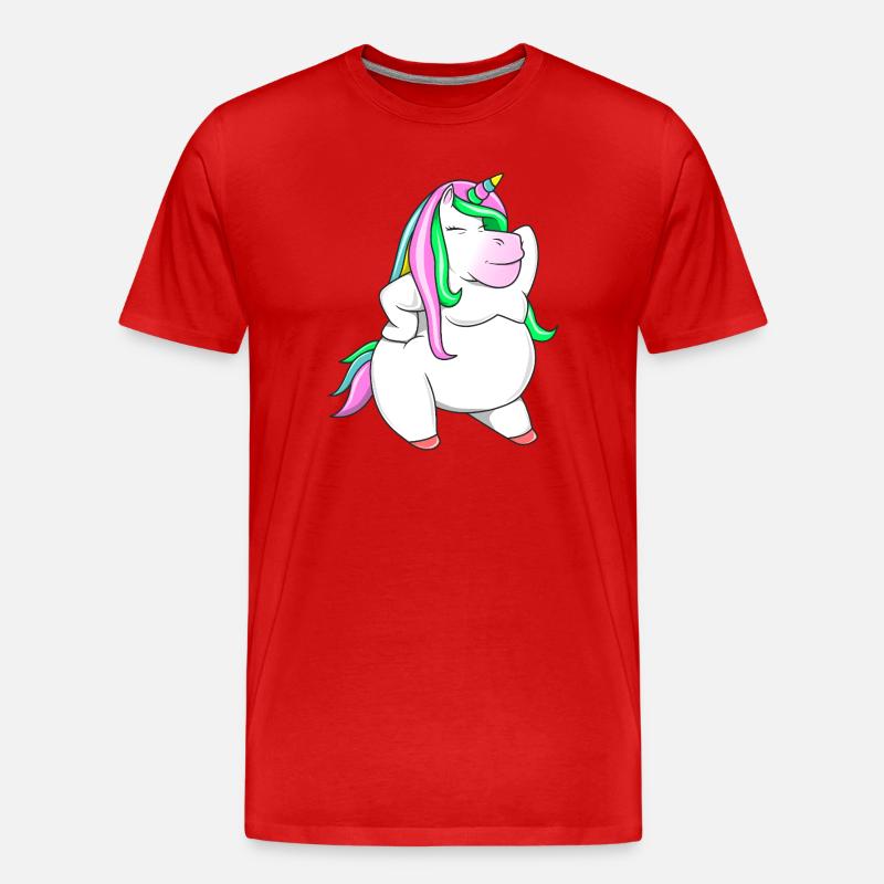 Fettbolzen-Einhorn-Regenbogen-Pummel-Einhorn-Stolz - Männer Premium Bio T-Shirt - Rot