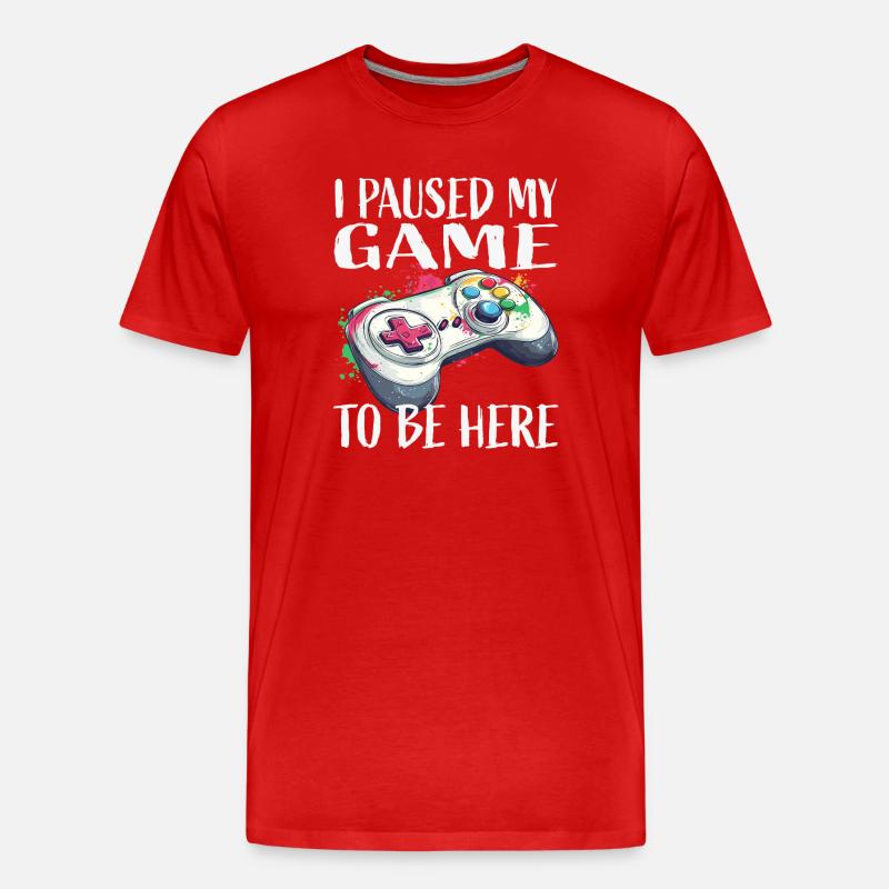 Ich pausierte mein Spiel Controller - Männer Premium Bio T-Shirt - Rot