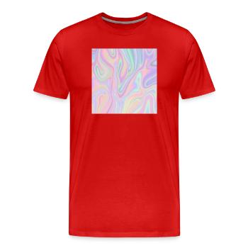 Irideszierende Abstrakte Liquid Pastel Muster - Männer Premium Bio T-Shirt - Rot - Vorne - Damien (186cm)