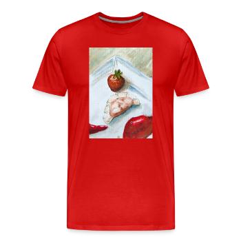 Nature morte fraise-gingembre - T-shirt bio Premium Homme - rouge - Devant - Damien (186cm)