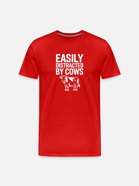 Easily Distracted by Cows - Men's Premium Organic T-Shirt - red