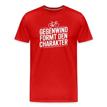 Le vent de face façonne le personnage Bicycle Passion - T-shirt bio Premium Homme - rouge - Devant - Damien (186cm)