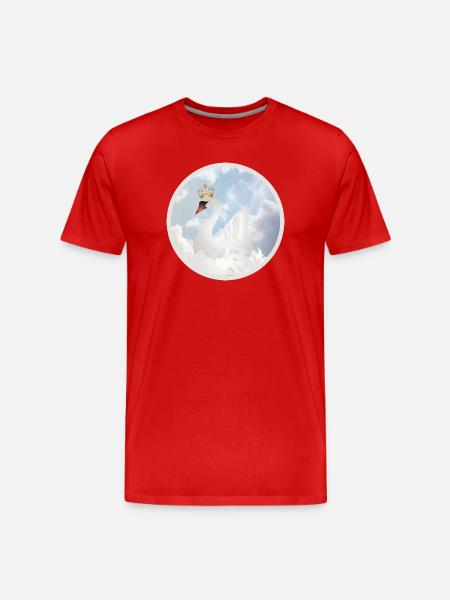 Royal Swan in the Clouds - Men's Premium Organic T-Shirt - red