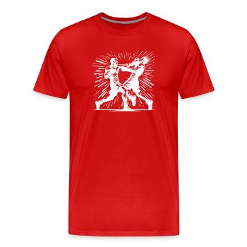 Fist meets chin boxing like in the old days - Men's Premium Organic T-Shirt - red - Front - Damien (186cm)