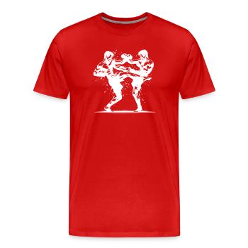 Doppelschlag Thai Boxing der Ring brennt heftig - Männer Premium Bio T-Shirt - Rot - Vorne - Damien (186cm)