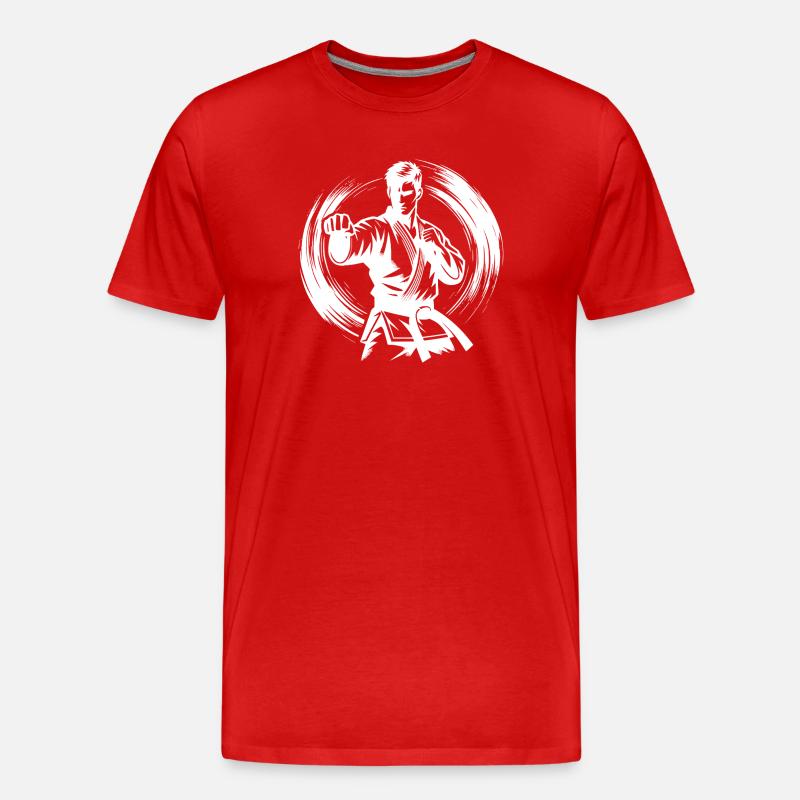 Dynamic Fighting Pose Perfect Karate Silhouette - Men's Premium Organic T-Shirt - red