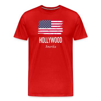 Hollywood - Männer Premium Bio T-Shirt - Rot - Vorne - Damien (186cm)