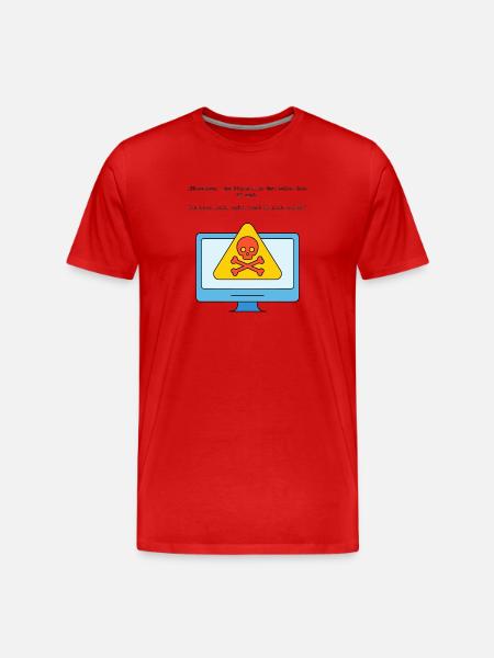 Blue Screen Humor Skull Warning - Men's Premium Organic T-Shirt - red