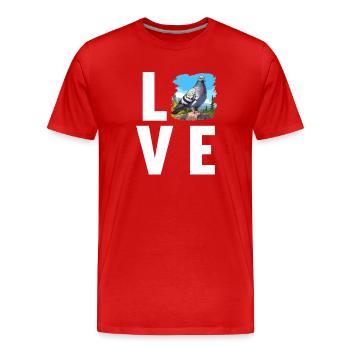 Tauben Taube - Männer Premium Bio T-Shirt - Rot - Vorne - Damien (186cm)