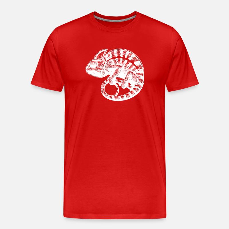 Caméléon mignon en mode camouflage - T-shirt bio Premium Homme - rouge