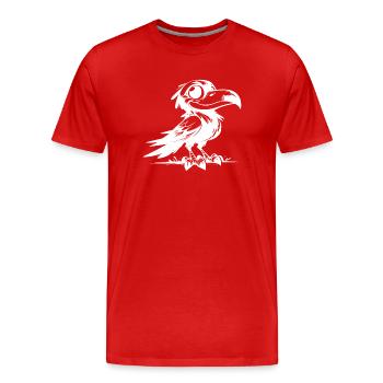 Spaßiger lachender Rabe mit goßen Augen - Männer Premium Bio T-Shirt - Rot - Vorne - Damien (186cm)