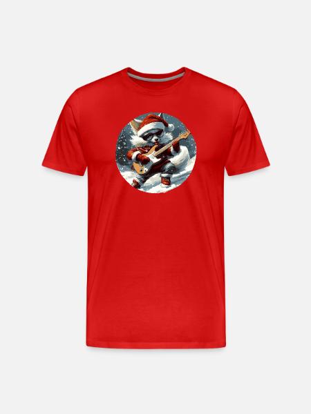Fox Christmas Guitar - Men's Premium Organic T-Shirt - red
