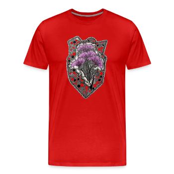Purple Blossoms Mandala Lace Frame - Men's Premium Organic T-Shirt - red - Front - Damien (186cm)