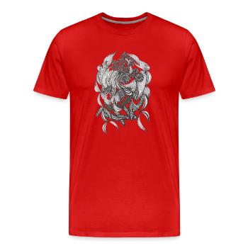 Schwarzweiß Flora Muster - Männer Premium Bio T-Shirt - Rot - Vorne - Damien (186cm)