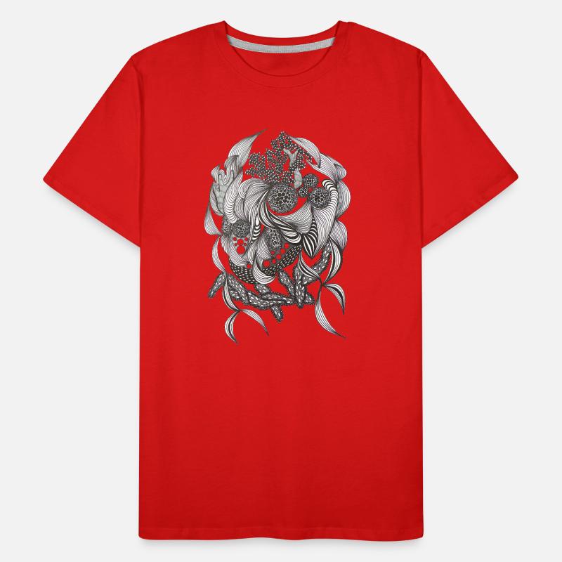 Black and White Flora Pattern Men's Premium Organic T-Shirt