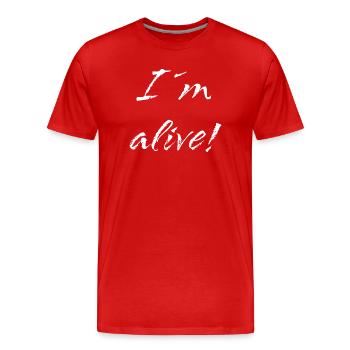 Je suis vivant - T-shirt bio Premium Homme - rouge - Devant - Damien (186cm)