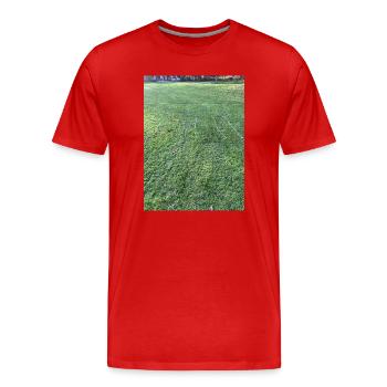 Grass grid blaze of colour - Men's Premium Organic T-Shirt - red - Front - Damien (186cm)